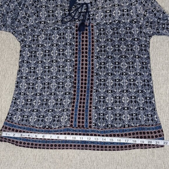 Cato Tunic Womens Medium Blue Geometric‎ Print 3/4 Sleeve - Picture 9 of 12